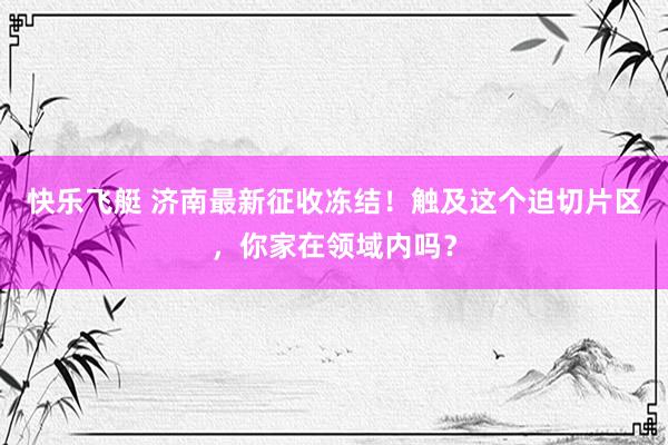 快乐飞艇 济南最新征收冻结！触及这个迫切片区，你家在领域内吗？