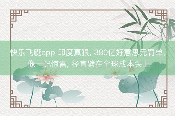 快乐飞艇app 印度真狠, 380亿好意思元罚单, 像一记惊雷, 径直劈在全球成本头上