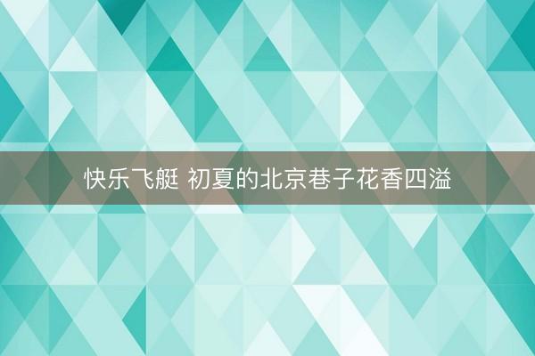 快乐飞艇 初夏的北京巷子花香四溢